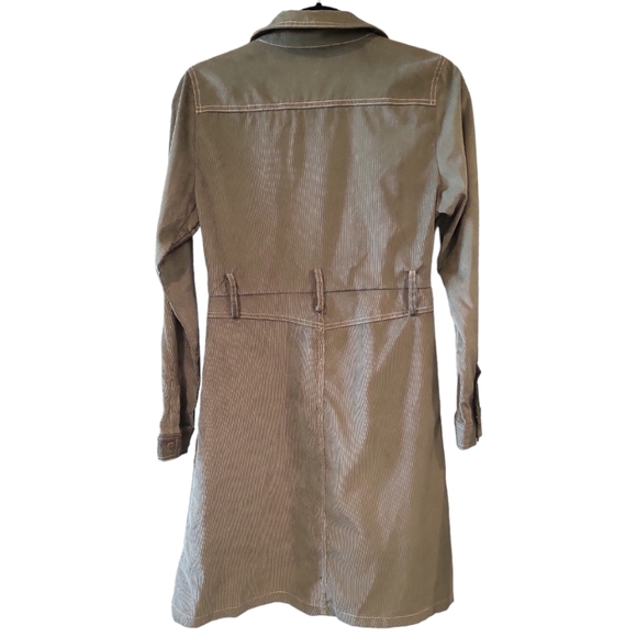 Woman's Fashion Nova overcoat, trench coat, olive, corduroy texture long-sleeved - Picture 2 of 4